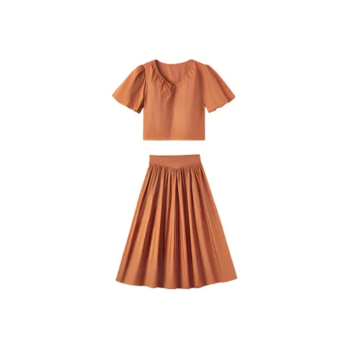 MT Two Piece Skirt Sets Women's Orange