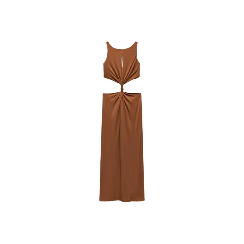 ZARA Sleeveless Dress Women's Brown-0