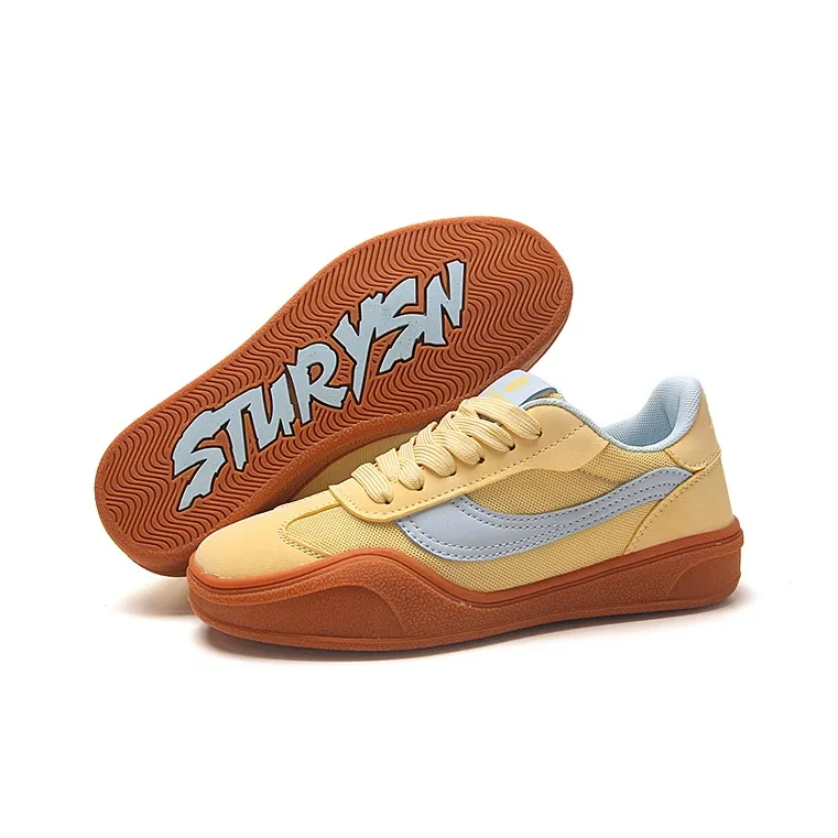 STUR YSN Abrasion Resistant Breathable Low Top Skateboard Shoes Women's Yellow Blue-6