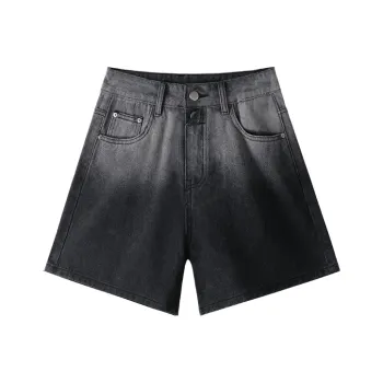 MITUAN Denim Shorts Women's Black Gray Color