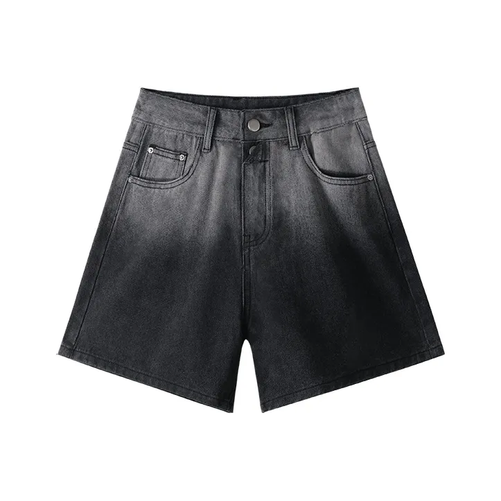 MITUAN Denim Shorts Women's Black Gray Color-0
