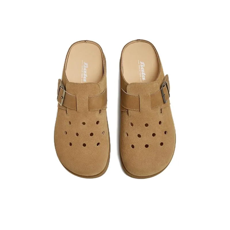 BATA Leather Patchwork Closed Toe Slippers Women's-2