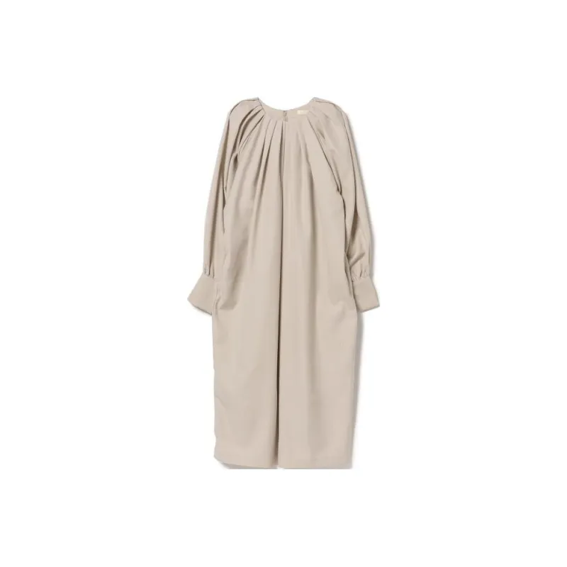 Beams Long Sleeved Dress Women's Beige-0