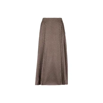 BALMAIN Monogram print Pleated Midi Skirt