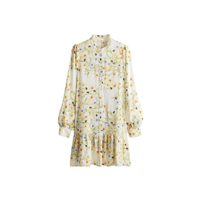 H&M Long Sleeved Dresses Women's Cream/light Green-0