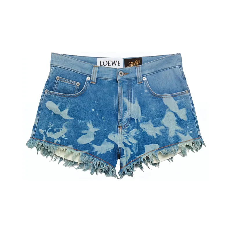 LOEWE SS23 Denim Shorts Women's Light Blue-0