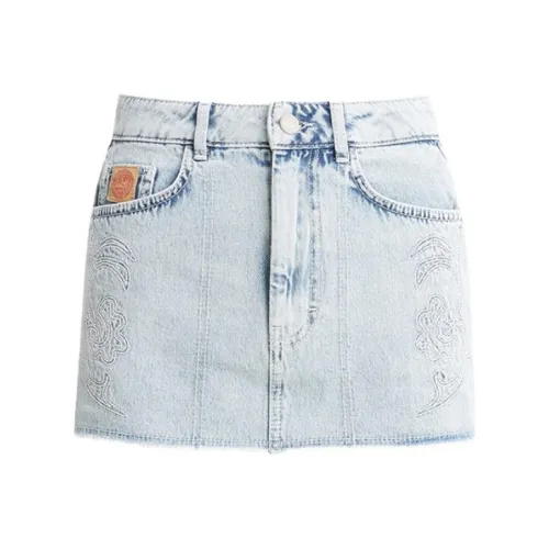 HOLZWEILER Denim Short Skirts Women's Light Blue