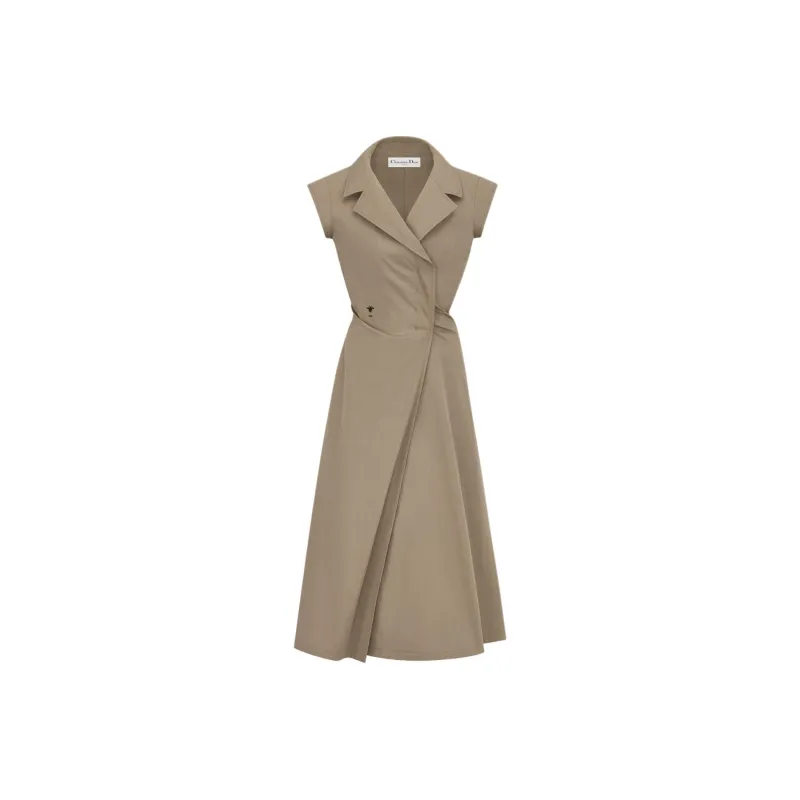DIOR SS25 Spring Summer Ready to Wear Collection Sleeveless Dress Women's Light Brown-0