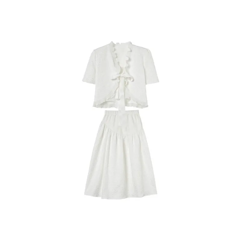 A head of Agua Two Piece Skirt Sets Women's White-0
