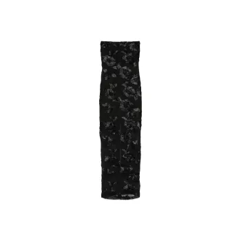 Rotate Flower Mesh Tube Dress