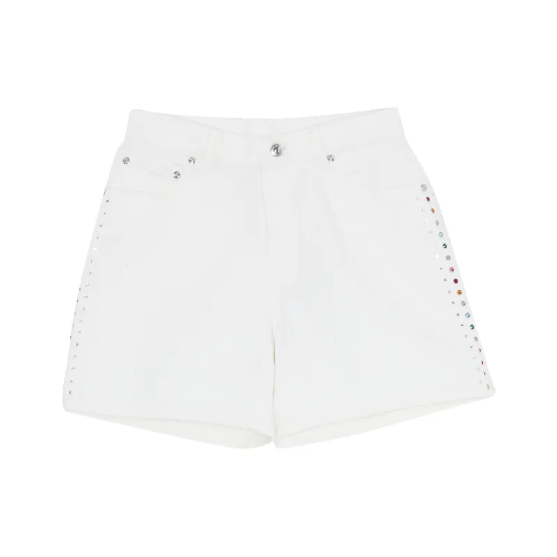 Ed Hardy Denim Shorts Women's Ivory White E1PAW403-0