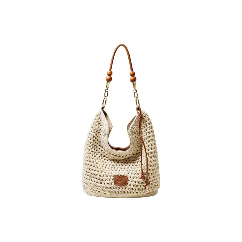 15 MINS Fabric Tote Bag, Shopping Bag, Shoulder Bag Tubas Women's Beige-0