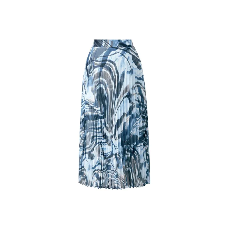 Yan Domain Casual Long Skirts Women's Blue Flower-0
