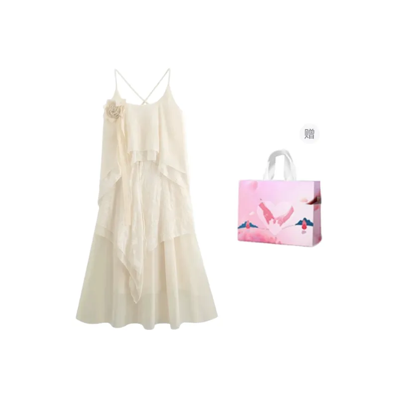 GLEE DIARY Slip Dress Women's Beige-6