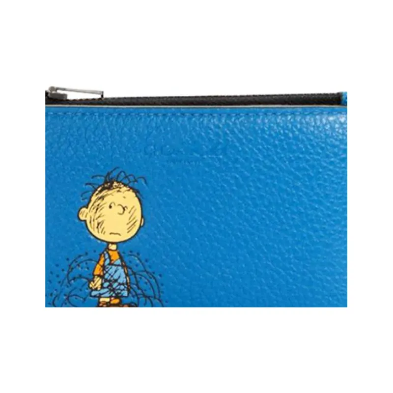 COACH X Peanuts Snoopy Collaboration Cow Leather Clutch Card Holder Card Holder Wallet Men's Blue-3