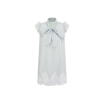 FIAWANG Short Sleeved Dress Women's Light Blue