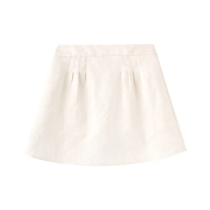 Miss Chipmunk Casual Short Skirts Women's Jacquard White-0
