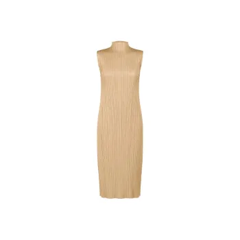 PLEATS PLEASE ISSEY MIYAKE Sleeveless Dress Women's Light Brown