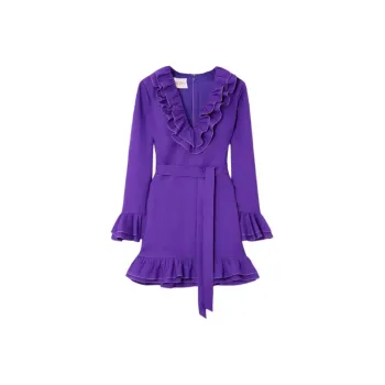 Valentino Ruffled V Neck Mini Dress