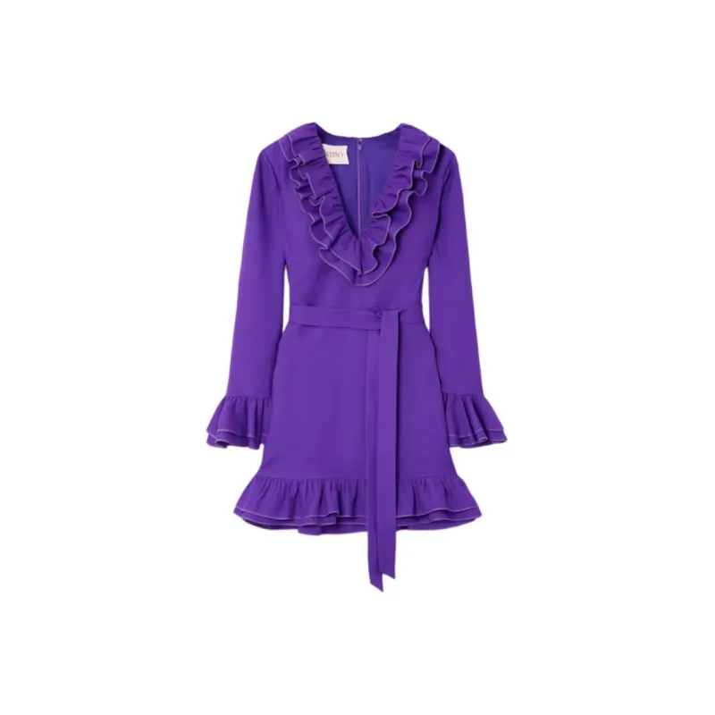 Valentino Ruffled V Neck Mini Dress-0