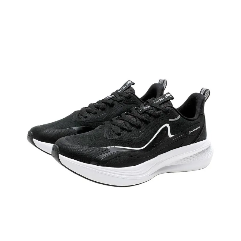 QIAODAN Anti Slip Wear Resistant Low Top Casual Running Shoes Men's Black White-2