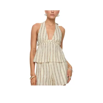 PRINCESS POLLY EASE LINEN BLEND SET Casual Suit Women's Cream Black/Cream Black
