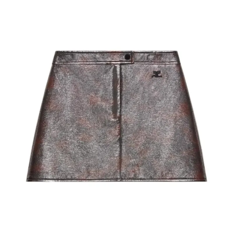 Courrèges Vinyl Mini Skirt 'Havana/Tortoise'-0
