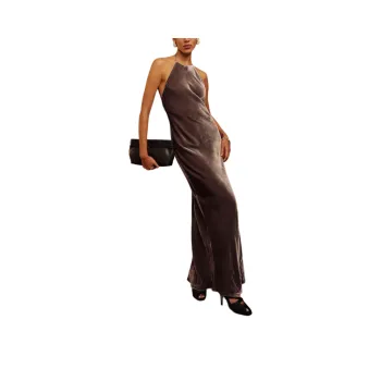 REFORMATION Jeany Velvet Dress Slip Dresses Women's Brown