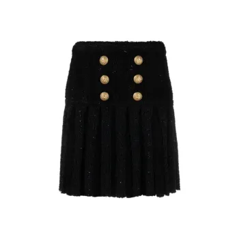 BALMAIN Buttoned Pleated Skirt