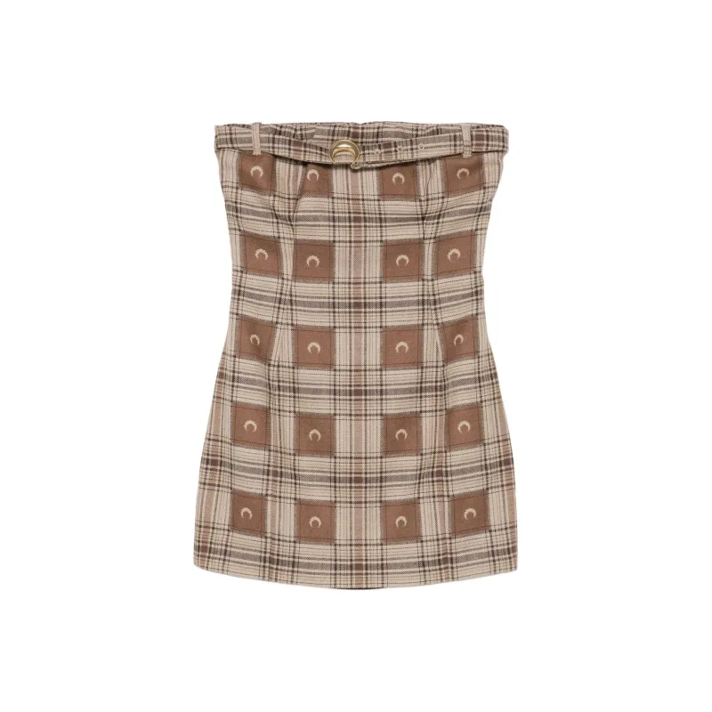 Marine Serre Moon Check jacquard Mini Dress-0
