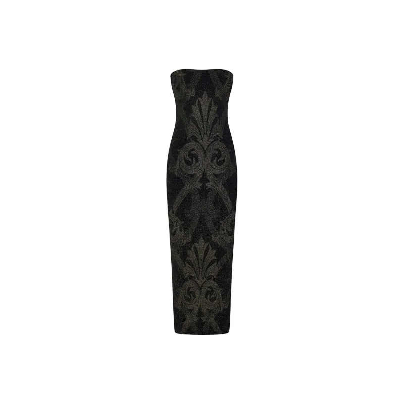 Wolford X Etro Floral jacquard Metallic Midi Dress-0