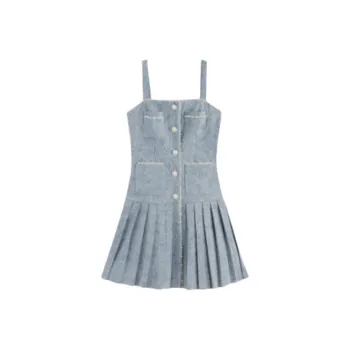 Bebe Chao Snowflake Textured Pearl Webbing Slip Dress Women's Light Blue