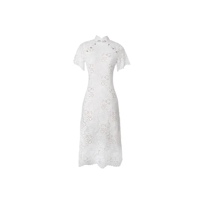 JINYE ORIENTAL Cheongsam Women's Milk Tea White-0