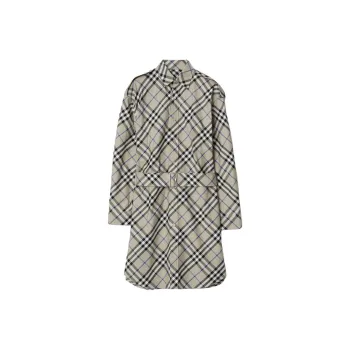 Burberry Checked Belted Waist Trench Coat