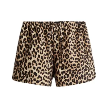 H&M Casual Shorts Women's Light Beige/Leopard Print