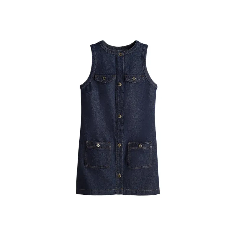 H&M Sleeveless Dress Women's Dark Denim Blue-0