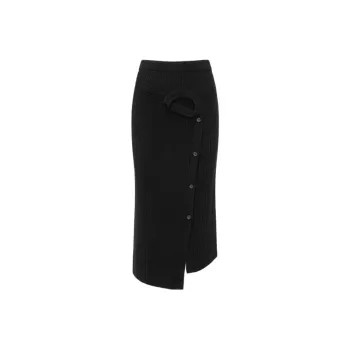 Feng Chen Wang Ribbed knit Wool Midi Skirt