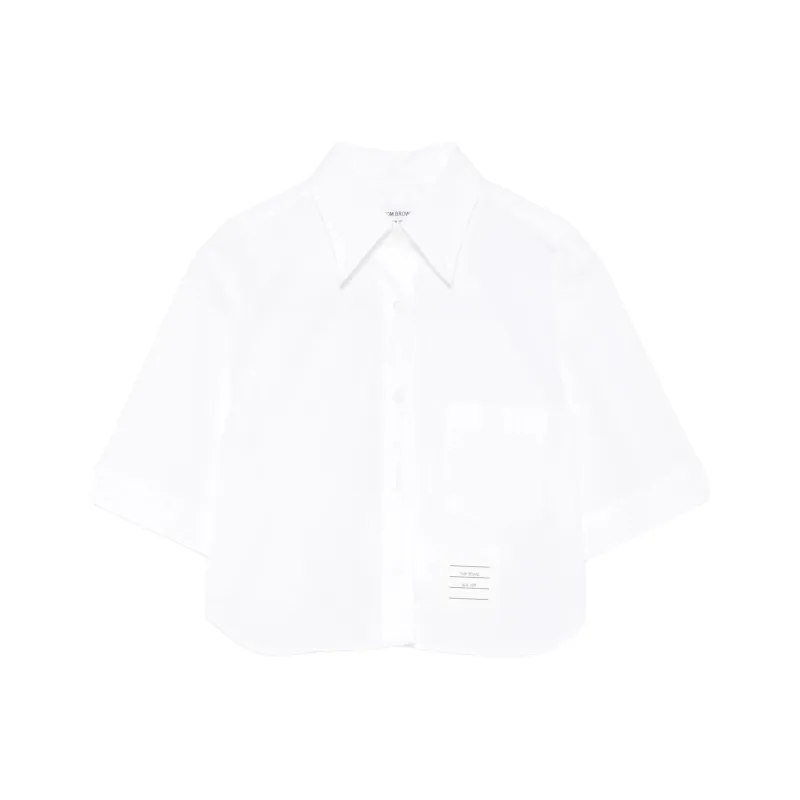 THOM BROWNE Cropped Poplin Shirt-0
