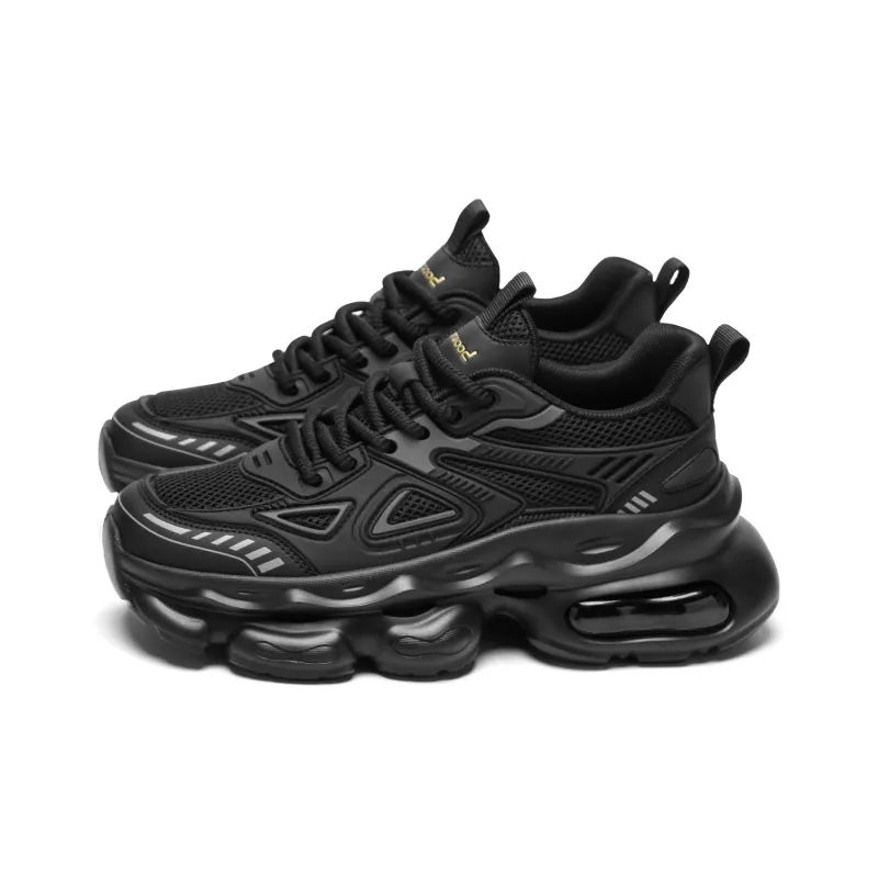 Meixi Cushioning, Breathable, Height Increasing Low Top Chunky Sneakers Men's Black-2