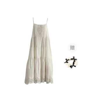 TURN UP Slip Dresses Women's Apricot+Bowknot Hair Tie Comes With