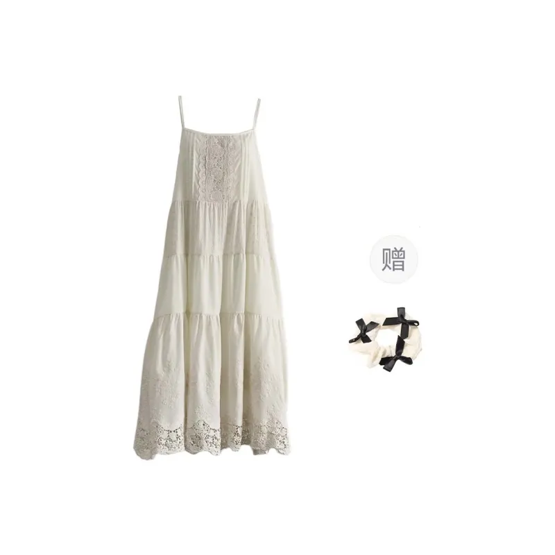 TURN UP Slip Dresses Women's Apricot+Bowknot Hair Tie Comes With-0