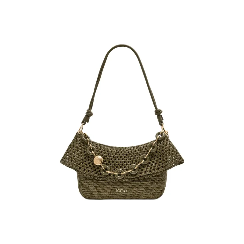 LOEWE Plant Material One Shoulder Handbag Medium Size Women's Dark Khaki-2
