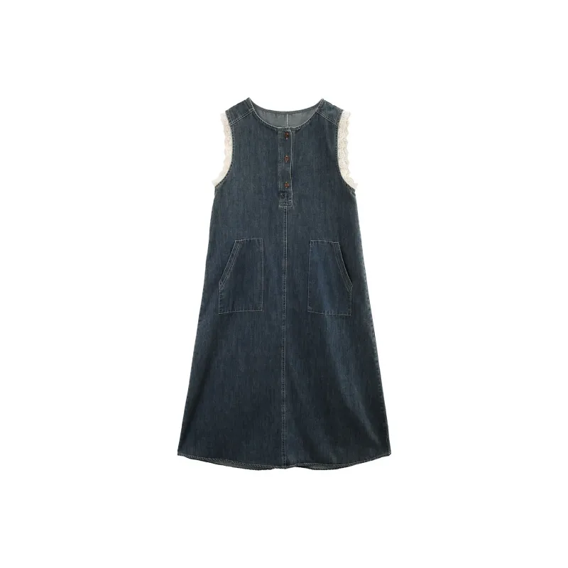 A Paradise For Awakening Sleeveless Dress Women's Denim Blue-0