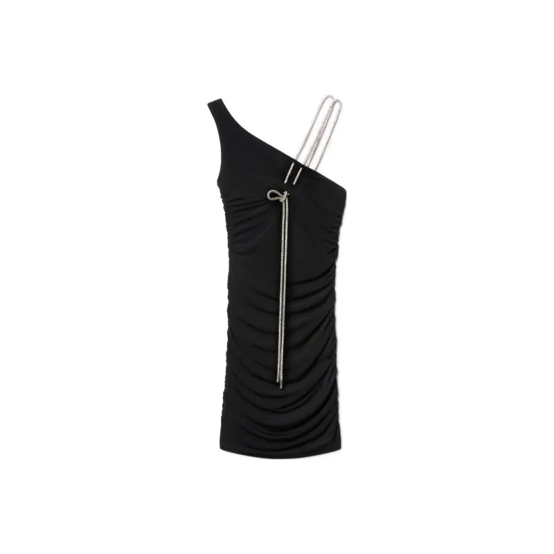 OFF WHITE Asymmetric Neck Sleeveless Mini Dress-0