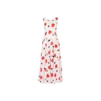 MARNI Rose print Midi Dress