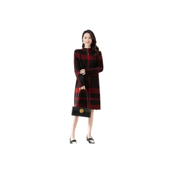 X MOOM Long Sleeved Dress Women's Red Plaid