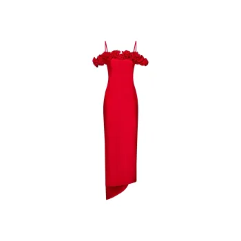 COPERNI Ruffled Drop Shoulder Asymmetric Dress
