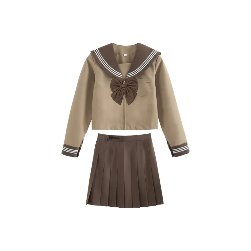 SHENBEI JK Skirt Set Women's Coffee-5
