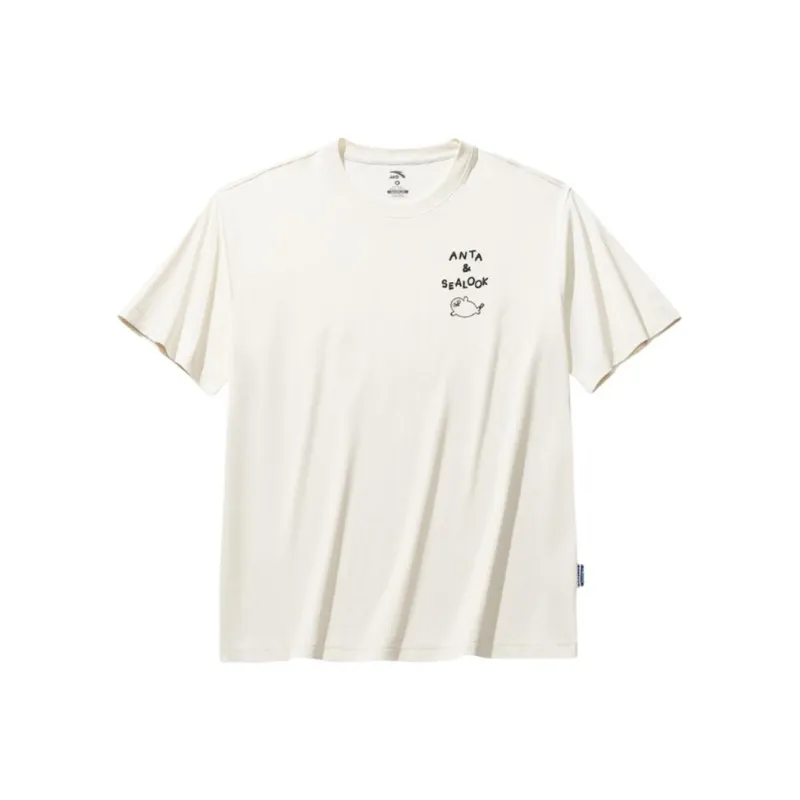 Anta x HAIBAOKANKAN,LIANMINGKUAN Life Collection T Shirt Unisex Warm Jade White-0