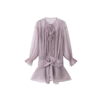 LEMON FAIRY Long Sleeved Dress Women's Purple
